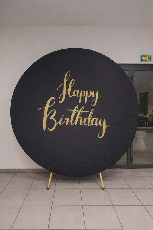 Toile thème Happy Birthday noir et or